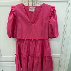 Pink Ruffled Mini Dress